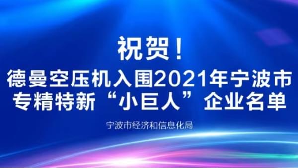 祝賀！德曼登榜2021年寧波專精特新“小巨人”企業(yè)